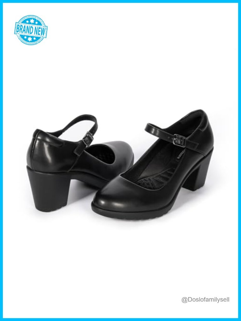 Mary Jane Heels with Arch Support Closed Round Toe Chunky Pumps for Women